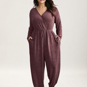 BloomChic Wrap Front Jumpsuit in Plum Heather 22/24